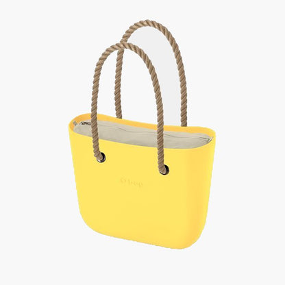 O bag with inner bag and rope handles